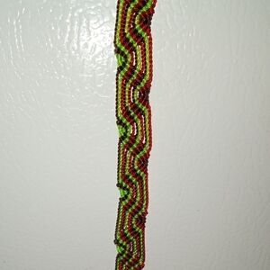 Handcrafted Red and Green Woven Bracelet